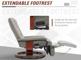 360&deg Swivel Recliner Chair with Footstool, Manual Recliner Armchair with Wooden Base, Faux T3398P328115