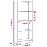 Bookcase Sonoma Oak 60x24x143 cm Engineered Wood 857814