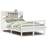 Bookcase Bed without Mattress White 135x190 cm Doouble Solid Wood Pine 3321929