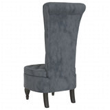 High Back Chair Dark Grey Velvet Button Design 352465