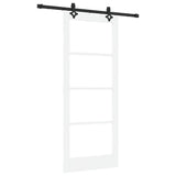 Sliding Door White 83 x 202 cm Solid Pine Wood and Glass 3332278