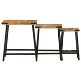 Nesting Coffee Tables 3 pcs Solid Wood Mango and Iron 372735