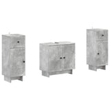 2 Piece Bathroom Cabinet Set EDE Concrete Grey Engineered Wood 3417984