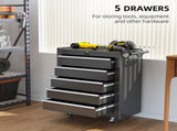5-Drawer Tool Chest with Wheels, Steel Lockable Tool Storage Cabinet with Handle, 2 Keys for Garage, T3398P341418