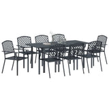 Garden Dining Set 9 pcs Anthracite Powder-coated Steel 3378819