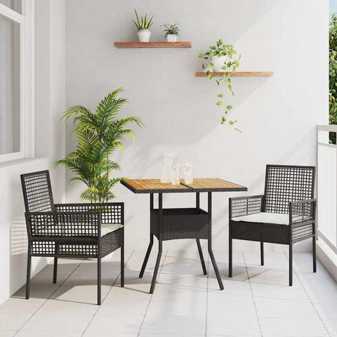 Garden Dining Set 3 pcs Black Poly rattan 3334935