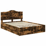 Bed Frame with Drawer Smoked Oak 150 x 200 cm Engineer Wood 3413405