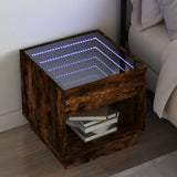 ZNTS Bedside Table with Infinity LED Smoked Oak 50x50x50 cm 3284088