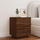 Bedside Cabinet with LED Lights Brown Oak Engineered Wood 836747