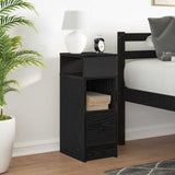 Bedside Cabinet with Drawer Black 25x31x66 cm 858616