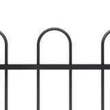 Garden Fence with Hoop Top Steel 181x150 cm Black 144932