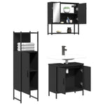 ZNTS 3 Piece Bathroom Furniture Set Black Engineered Wood 3214700