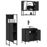 ZNTS 3 Piece Bathroom Furniture Set Black Engineered Wood 3214700