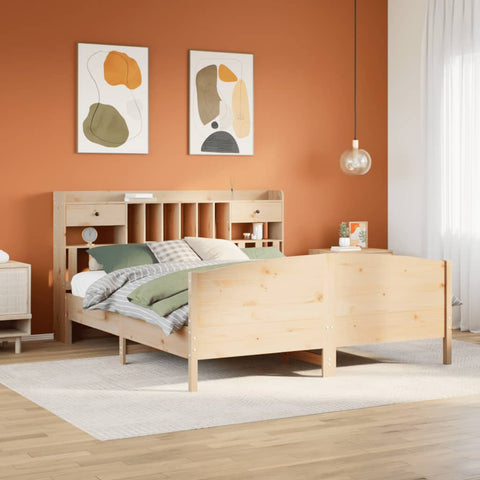 ZNTS Bookcase Bed without Mattress 180x200 cm Super King Solid Wood Pine 3323134