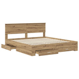 Bed Frame with Drawer Artisan Oak 180 x 200 cm Engineered Wood 3408237