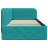 Corner Bed Frame with Headboard Turquoise 100 x 200 cm Velvet 42016551