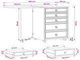 Rolling Cabinet with Drawers & Folding Top CORONA White 42040540