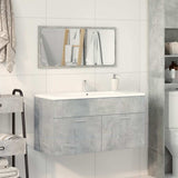 Bathroom Cabinet with Mirror Concrete Grey Engineered Wood 856380