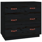 Sideboard Black 80x40x75 cm Solid Wood Pine 820111