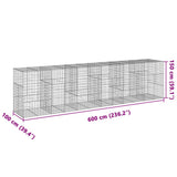 Gabion Basket with Cover 600x100x150 cm Galvanised Iron 3295218