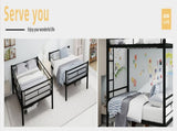 Black thickened reinforced metal high-low bed with simple wrought iron upper and lower bunk beds for W3987P434163