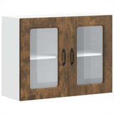Kitchen Wall Cabinet with Glass Door Kalmar Smoked Oak Engineered Wood 853612