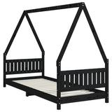 Kids Bed Frame Black 80x200 cm Solid Wood Pine 834497