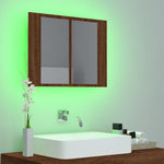 ZNTS LED Mirror Cabinet Brown Oak 60x12x45 cm Engineered Wood 822843