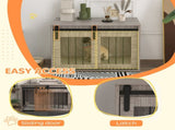 Dog Crate Furniture with Removable Cushion for Medium Dogs, 80 x 54 x 57cm - Brown T3398P349630