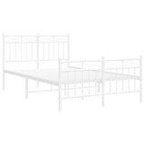Metal Bed Frame without Mattress with Footboard White 120x190cm 373755