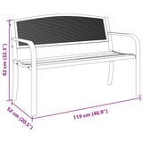 Garden Bench Black Powder-Coated Steel Standard Durable 4002827