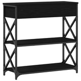 Console Table with Drawer with Shelf Black oak 75 x 28 x 75 cm 863537