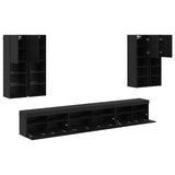 TV Wall Cabinet Set 7 pcs Black Oak Engineered Wood 3402799