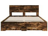 Bed Frame with Drawer Smoked Oak 120 x 190 cm Engineered Wood 3410926