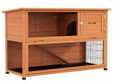 Two-Tier Antiseptic Wood Rabbit Hutch, 102cm Guinea Pig Hutch with Run - Orange T3398P554259