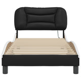 Bed Frame with LED without Mattress "Hvar" Black and White 90x200 cm 3213911