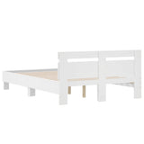 Bed Frame White Engineered Wood Double Modern Bed Frame 3207427