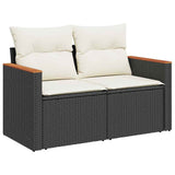 Garden Sofa Set with Cushion 14 pcs Black and Cream Poly Rattan 3364955