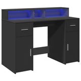 Desk with LED Lights Black 120x55x91 cm Engineered Wood 3309412
