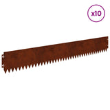Lawn Edging 10 pcs 103 x 15 cm Steel Rusty 8008466