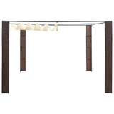 Gazebo with Roof Poly Rattan 300x300x220 cm Brown and Cream 44816