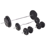 Workout Bench with Weight Rack, Barbell and Dumbbell Set 90 kg 275372