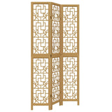 Room Divider 3 Panels Brown Solid Wood Paulownia 358864