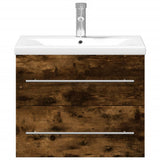 Bathroom Sink Cabinet with Built-in Basin Smoked Oak 3278773