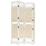 4-Panel Room Divider Cream 140x165 cm Fabric 338559