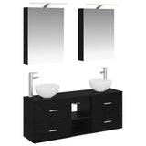 Bathroom Cabinet Set 5 pcs Black Oak Engineered Wood 3406672