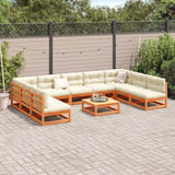 ZNTS 10 Piece Garden Sofa Set Wax Brown Solid Wood Pine 3299593