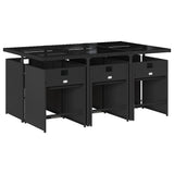 Garden Dining Set Black PE rattan 7 Piece Set Foldable 3211086