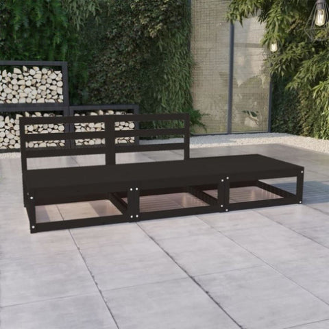 3 Piece Garden Lounge Set Black Solid Pinewood 3075238