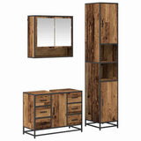 Bathroom Furniture Set with Door 3 pcs Old Wood Engineered Wood 3402485